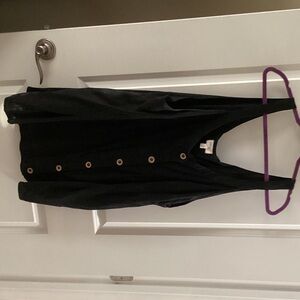 Black Button-Front Sleeveless Tank